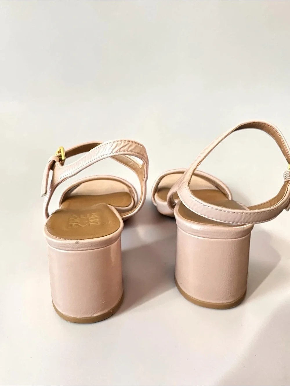 Naturalizer Izzy Leather Block Heel Sandals Blush Pink Women’s Size 9W